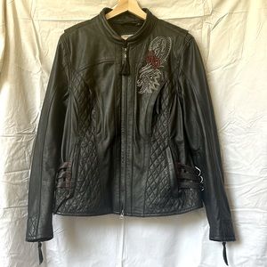 Harley Davidson Genuine Cowhide Leather Riding Jacket, Size : XL, 2 Waist Pocket
